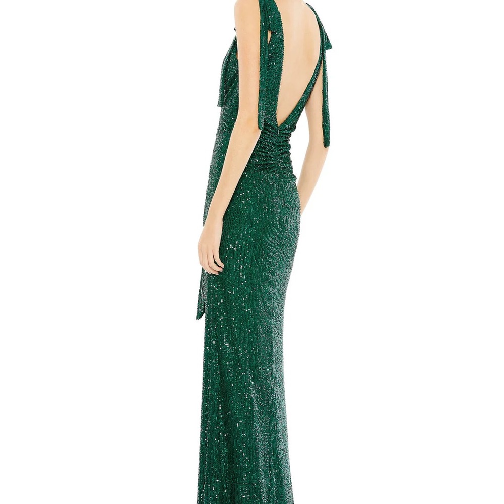 Ieena for Mac Duggal Green Sequin Sleeveless Gown 26693